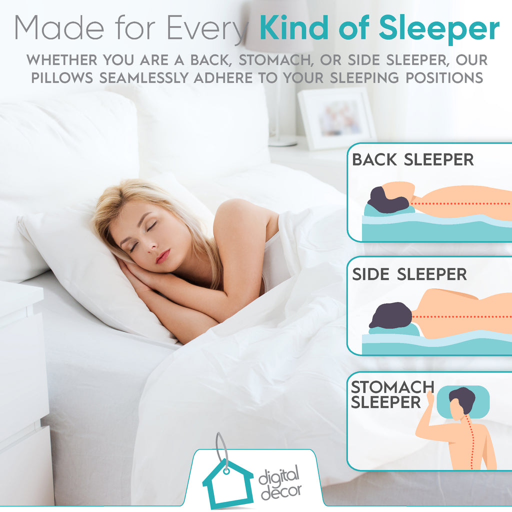 Digital Décor Cluster Fiber Pillow White Down Alternative Pillows Hypoallergenic Polyester Filled Soft Fluffy for Comfort Bed Support Standard Size - Set of 2