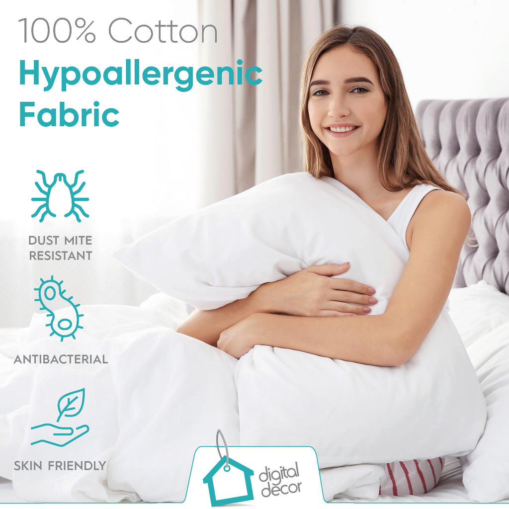 Digital Décor Cluster Fiber Pillow White Down Alternative Pillows Hypoallergenic Polyester Filled Soft Fluffy for Comfort Bed Support Standard Size - Set of 2